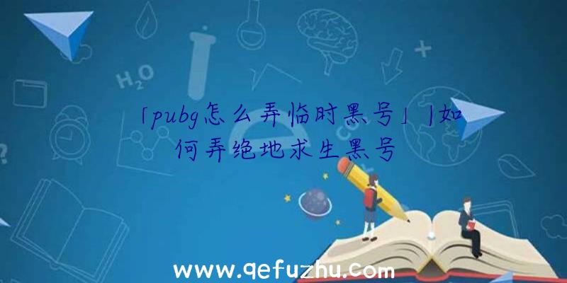 「pubg怎么弄临时黑号」|如何弄绝地求生黑号